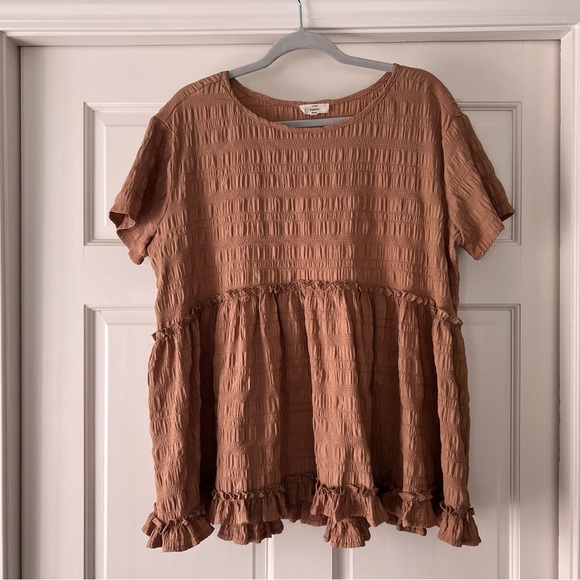 entro Tops - Entro Tan Flowy Ruffled Top